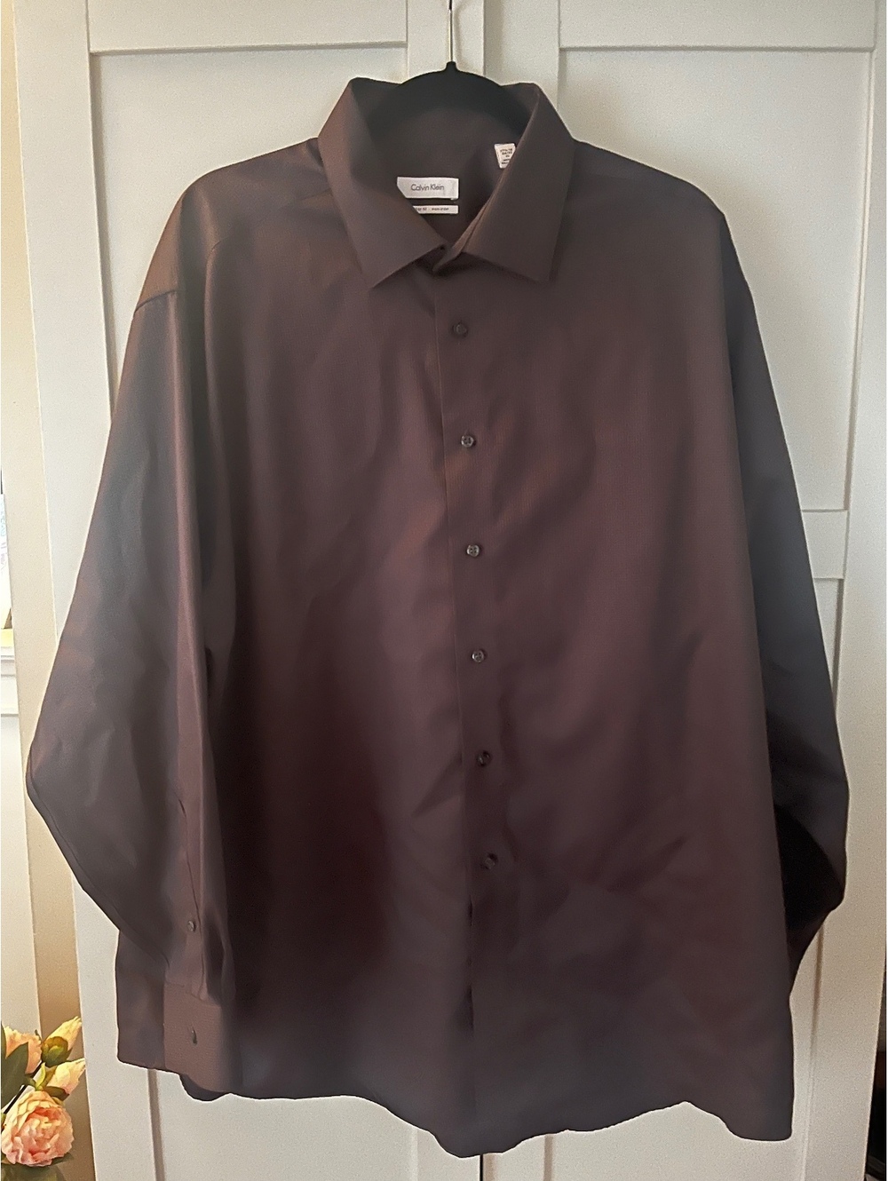 Calvin Klein Men's Regular Fit Non-Iron Dress Shirt XL 17.5-18 34/35 Black